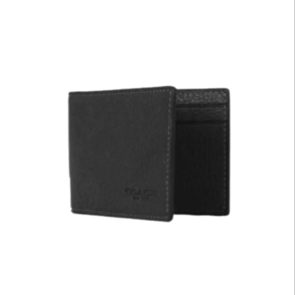 NWT $150 Coach Refined Leather Compact Billfold Wallet Black